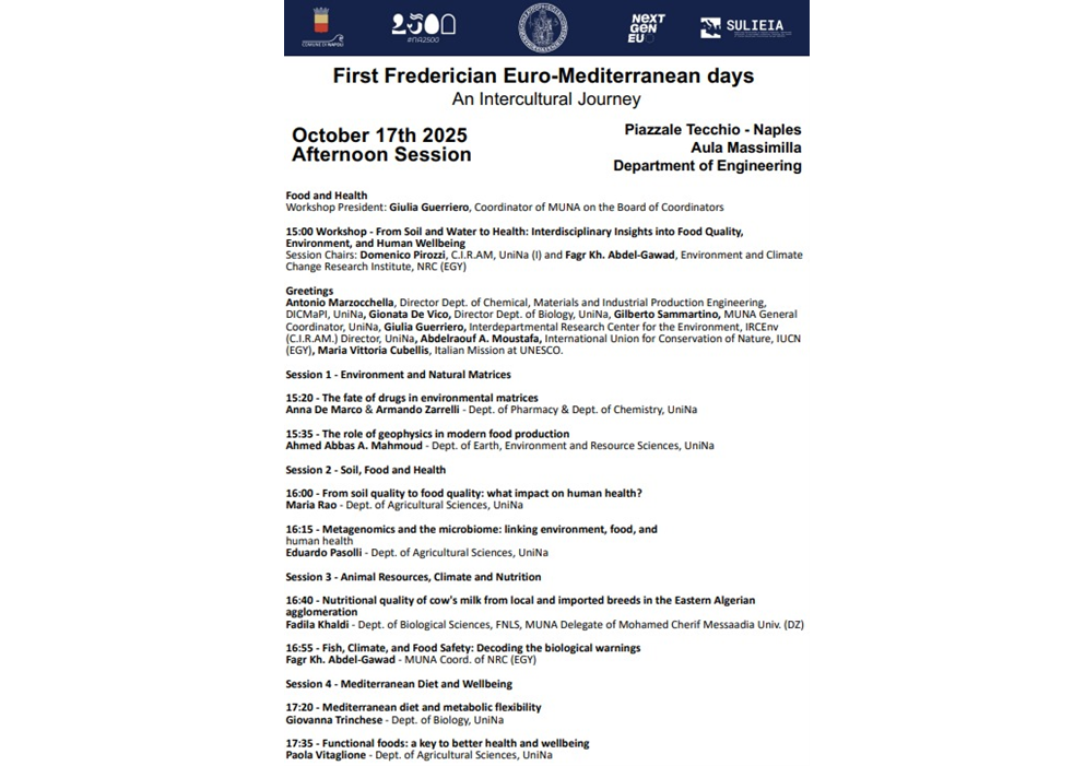 FIRST FEDERICIAN EURO-MEDITERRANEAN DAYS FOOD AND HEALTH_WORKSHOP